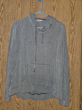 Weatherproof Black and White Micro-Check Lightweight Hoodie